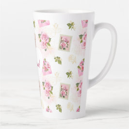 Rose Heart Name Mug – Classic Floral Gift カフェラテマグ