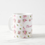 Rose Heart Name Mug – Classic Floral Gift コーヒーマグカップ (正面左)