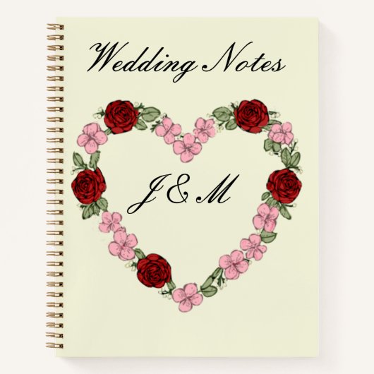 Rose Heart Wedding Planner Notebook - Cream ノートブック (正面)