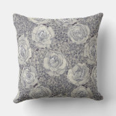 rose hydrangea floral pearl navy plum クッション (裏面)