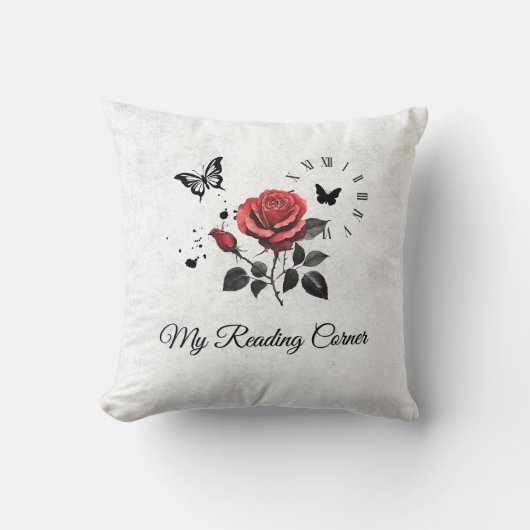 Rose, Ink & Time Personalised Throw Pillow クッション (正面)