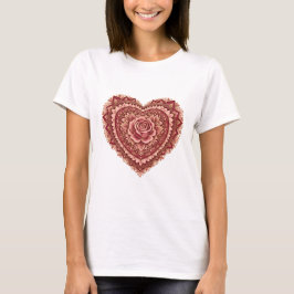 Rose Mandala Heart of Love Tシャツ