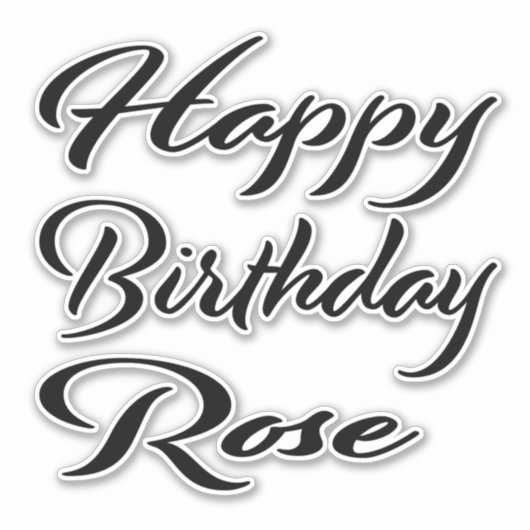 Rose Name Vorname black Sticker Geburtstag シール (正面)