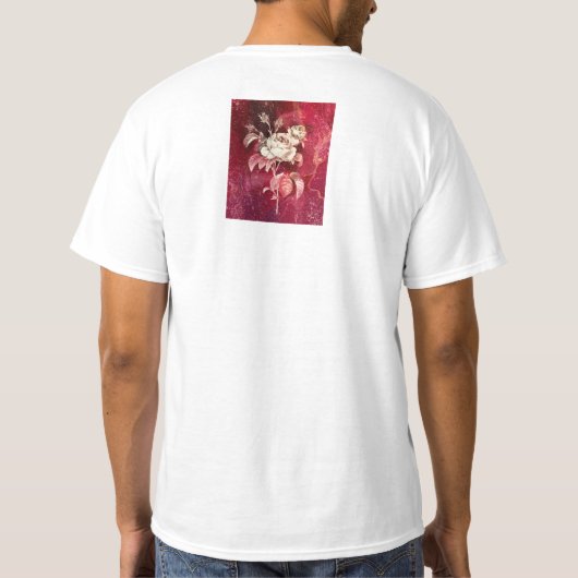  Rose on Red Textured Background Tシャツ (裏面)