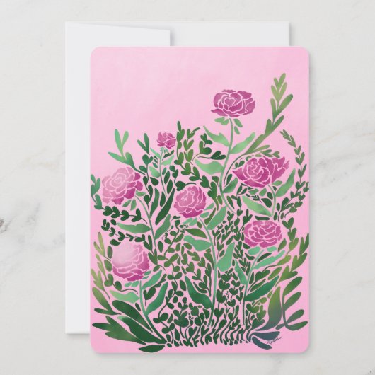 Rose one balloon first birthday invitation 招待状 (裏面)