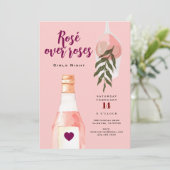 Rosé over Roses Pink Girls Night Out Invitation シーズンカード (スタンド正面)