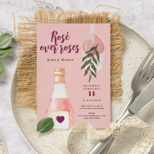 Rosé over Roses Pink Girls Night Out Invitation