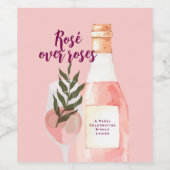 Rosé over Roses Pink Wine Girls Night Out ワインラベル (シングルラベル)