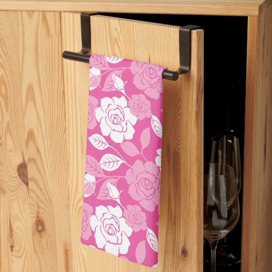 ROSE PATTERN (PINK) キッチンタオル (三つ折り)