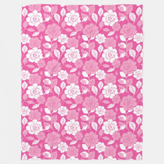 ROSE PATTERN (PINK) フリースブランケット (正面)