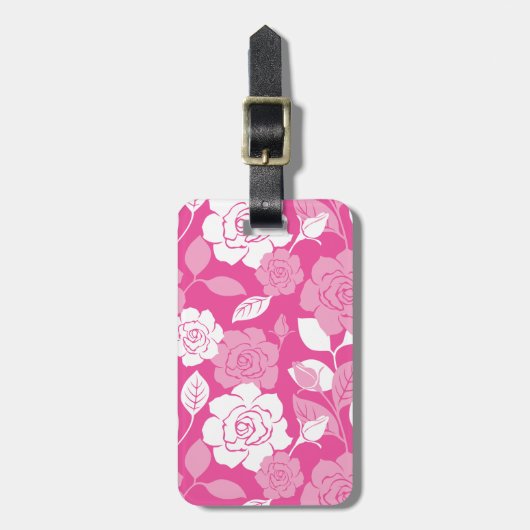 ROSE PATTERN (PINK) ラゲッジタグ (正面縦)