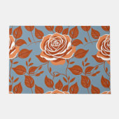 Rose Pattern With Warm Tones Of Orange And Rust ドアマット (正面)