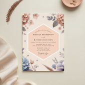Rose Peach Botanical Romance Wedding 招待状