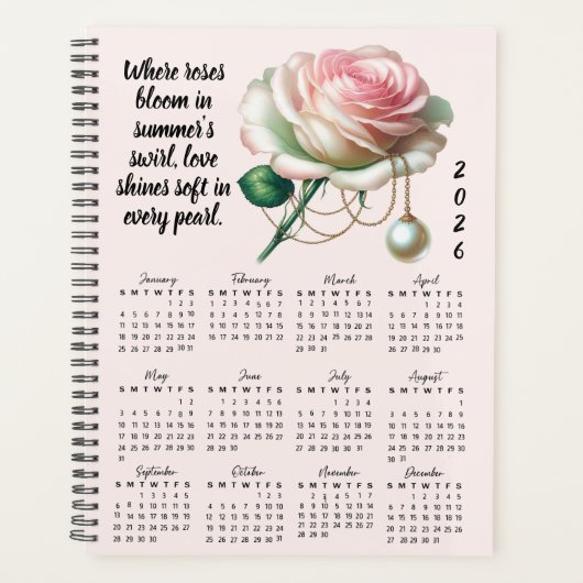 Rose & Pearl June Verse – 2026年 フルイヤープランナー プランナー手帳 (正面)