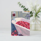 Rose Petal Bath | Romantic Red Wine Painting ポストカード (スタンド正面)
