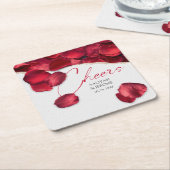 Rose Petals Wedding Coaster スクエアペーパーコースター (アングル)