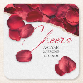Rose Petals Wedding Coaster スクエアペーパーコースター