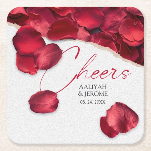 Rose Petals Wedding Coaster スクエアペーパーコースター (正面)