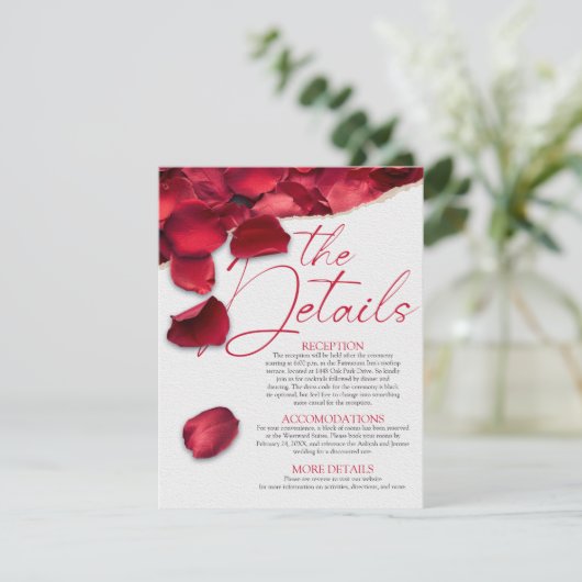 Rose Petals Wedding Details Card 招待状 (スタンド正面)