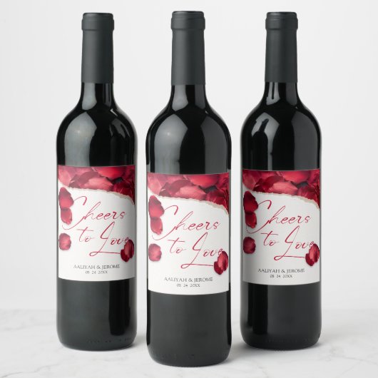 Rose Petals Wedding Wine Lable ワインラベル (ボトル)