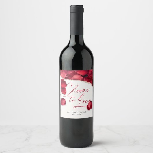 Rose Petals Wedding Wine Lable ワインラベル (正面)