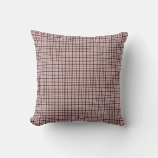 Rose Pink Black Plaid Classic Pattern クッション (正面)