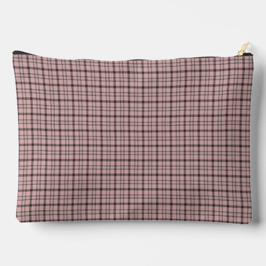 Rose Pink Black Plaid Classic Pattern Retro アクセサリーポーチ (裏面)
