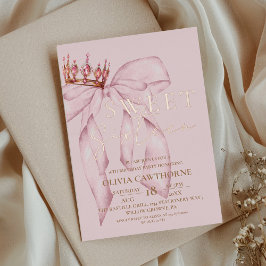 Rose Pink Bow Sweet 16  箔招待状