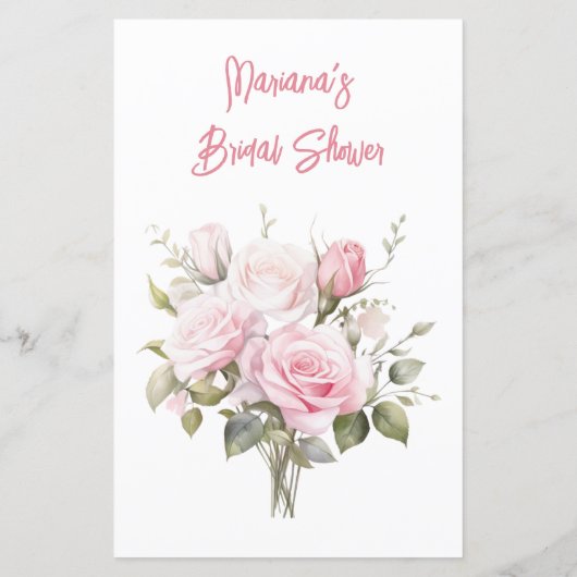 Rose Pink Bridal Shower Game He Said She Said (裏面)