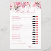 Rose Pink Bridal Shower Game He Said She Said (正面)