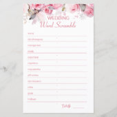 Rose Pink Bridal Shower Word Scramble Game (正面)