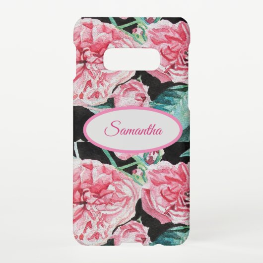 Rose Pink Cabbage Vintage Roses floral Girls Name Samsung Galaxyケース (裏面)