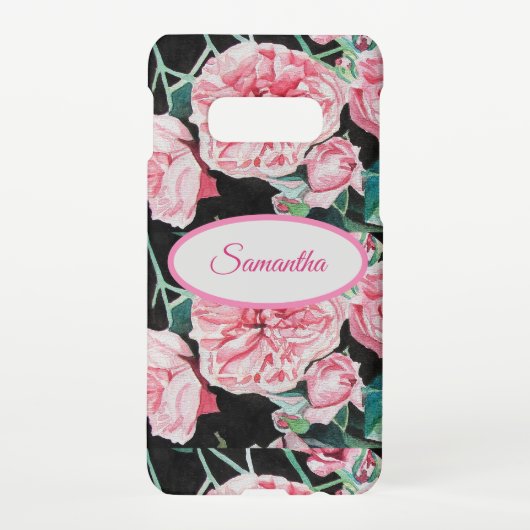 Rose Pink Cabbage Vintage Roses floral Girls Name Samsung Galaxyケース (裏面)