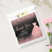 Rose Pink Dress Faux Glitter Quinceanera フェイバーバッグ (封をした状態)