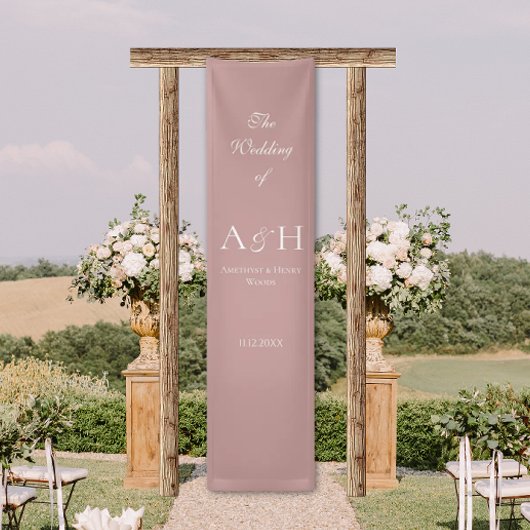 Rose Pink Fabric Wedding Welcome Banner 横断幕