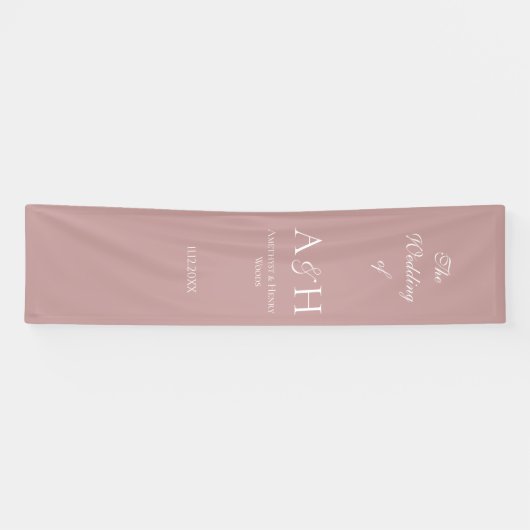 Rose Pink Fabric Wedding Welcome Banner 横断幕 (横)