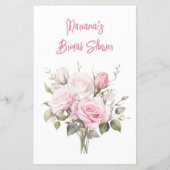 Rose Pink Floral Bridal Shower Game BINGO (裏面)
