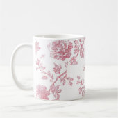 Rose Pink Floral Toile Pattern Personalized Name コーヒーマグカップ (左)