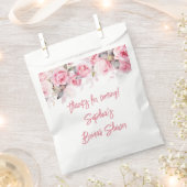 Rose Pink Flowers Floral Shower Favors フェイバーバッグ (クリップ留めされた状態)