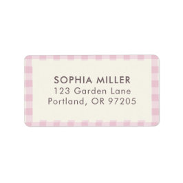 Rose Pink Gingham Personalized ラベル