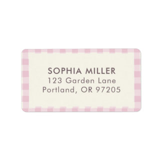 Rose Pink Gingham Personalized ラベル