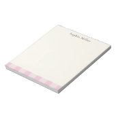 Rose Pink Gingham Personalized Cottage ノートパッド (回転)