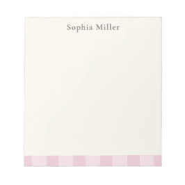 Rose Pink Gingham Personalized Cottage ノートパッド