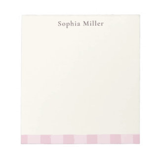 Rose Pink Gingham Personalized Cottage ノートパッド