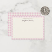 Rose Pink Gingham Personalized Little ノートカード (正面/裏面インサイチュ)