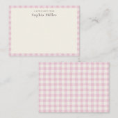 Rose Pink Gingham Personalized Little ノートカード (正面/裏面)