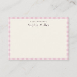 Rose Pink Gingham Personalized Little ノートカード
