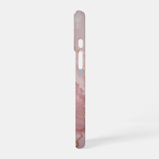 Rose Pink Marble with Gold Veins – Elegant iPhone 16ケース (左側面)