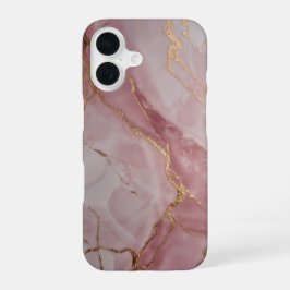 Rose Pink Marble with Gold Veins – Elegant iPhone 16ケース
