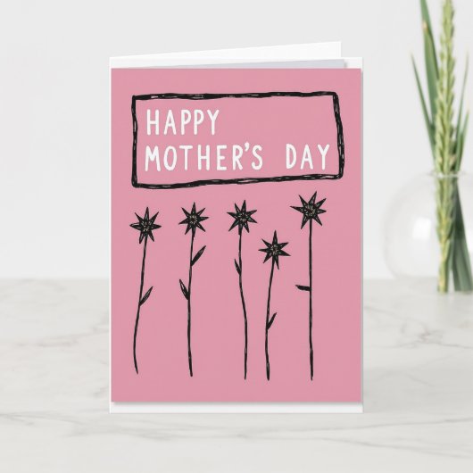 Rose Pink Mothers Day Floral Card カード (正面)